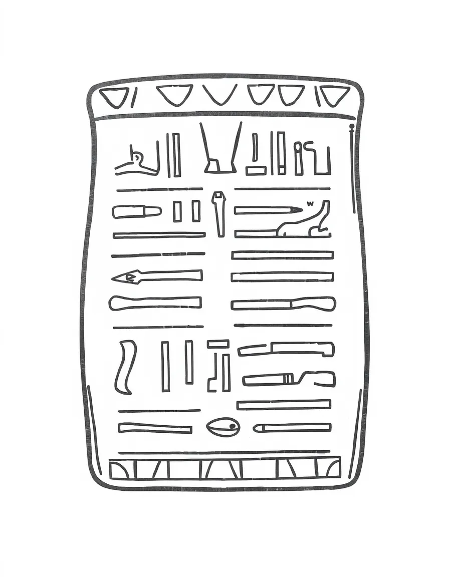 A simple outline of a hieroglyphics tablet.