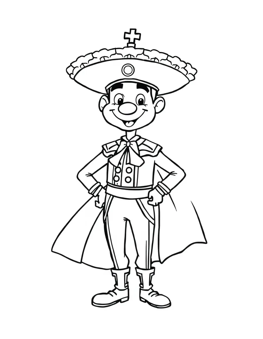 A cartoon-style drawing of a cheerful Spanish matador.