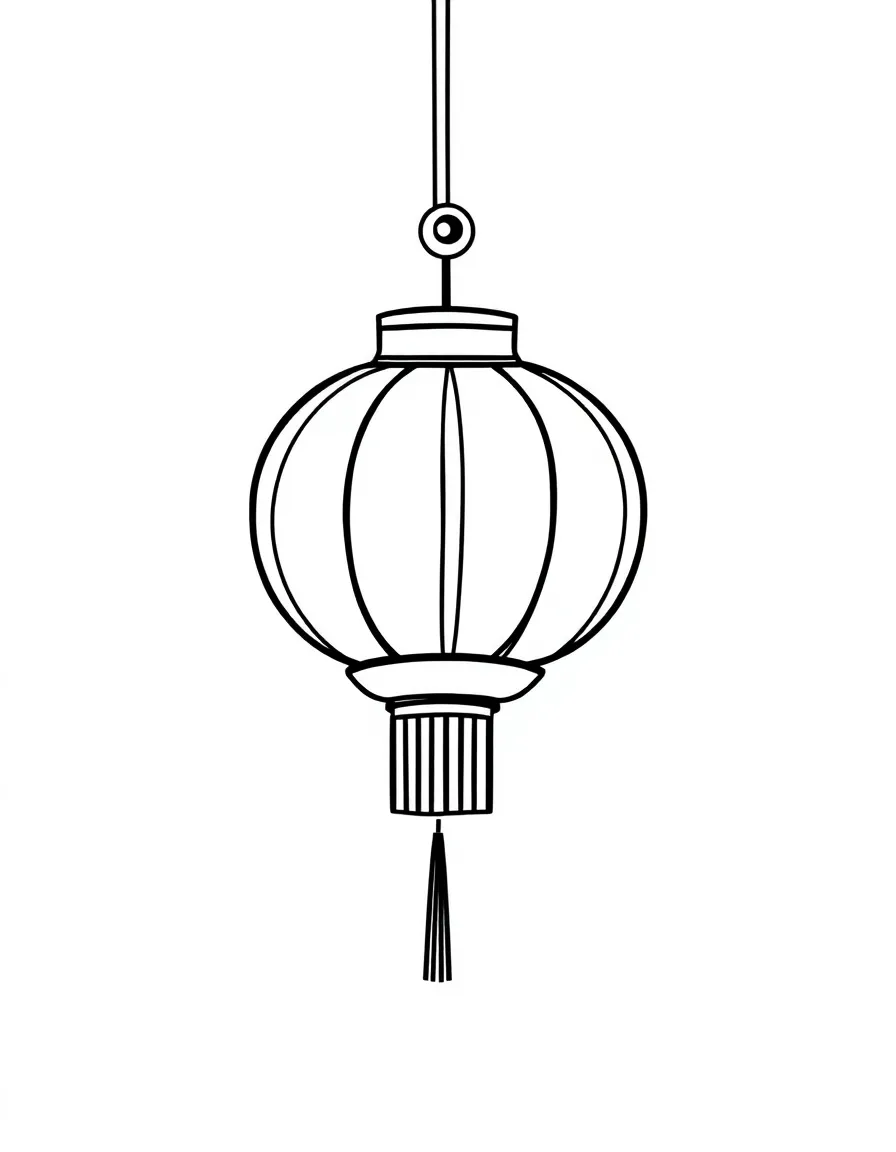 A simplified drawing of a Chinese lantern with a happy glow.