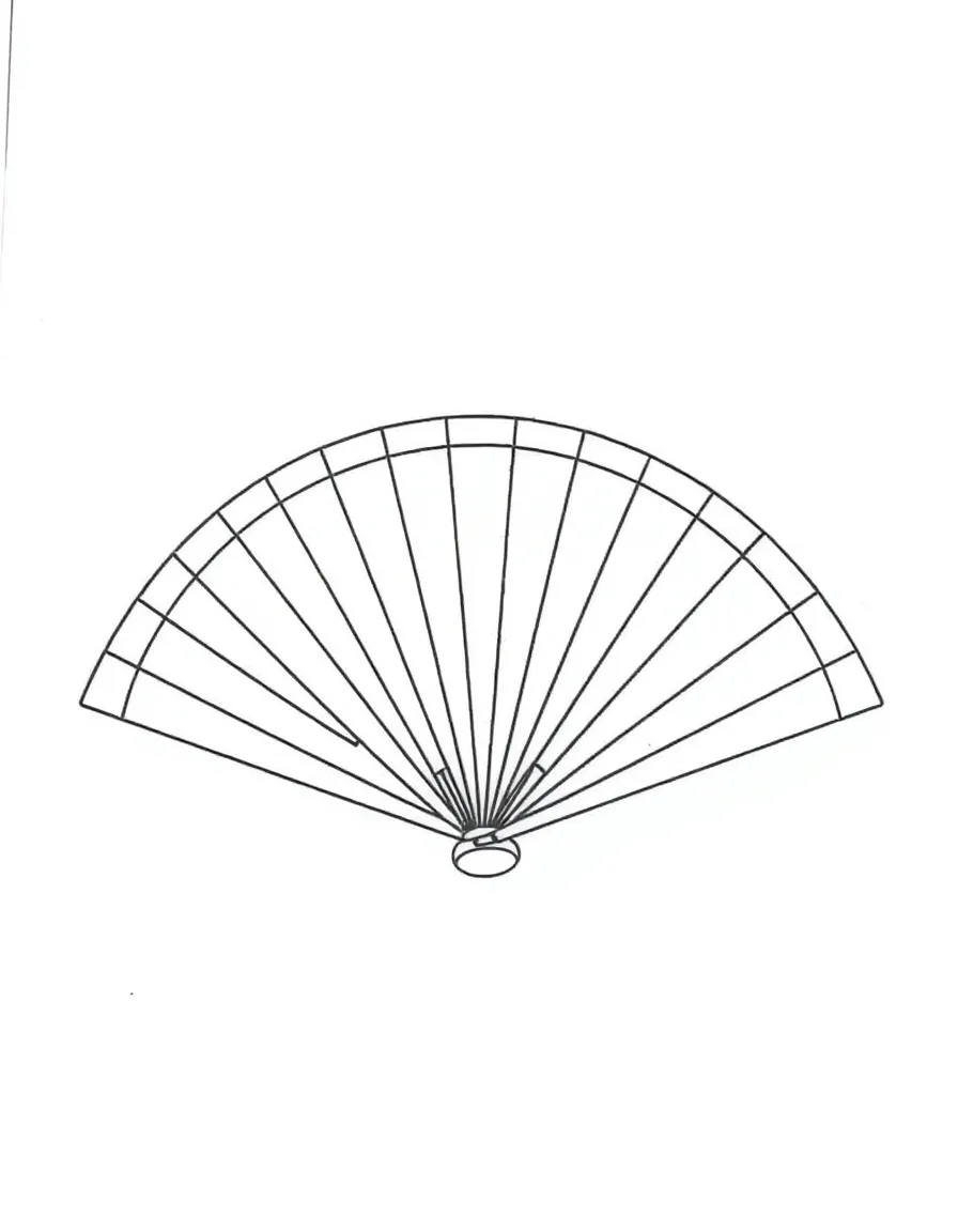 A simplified drawing of a Chinese fan opening.