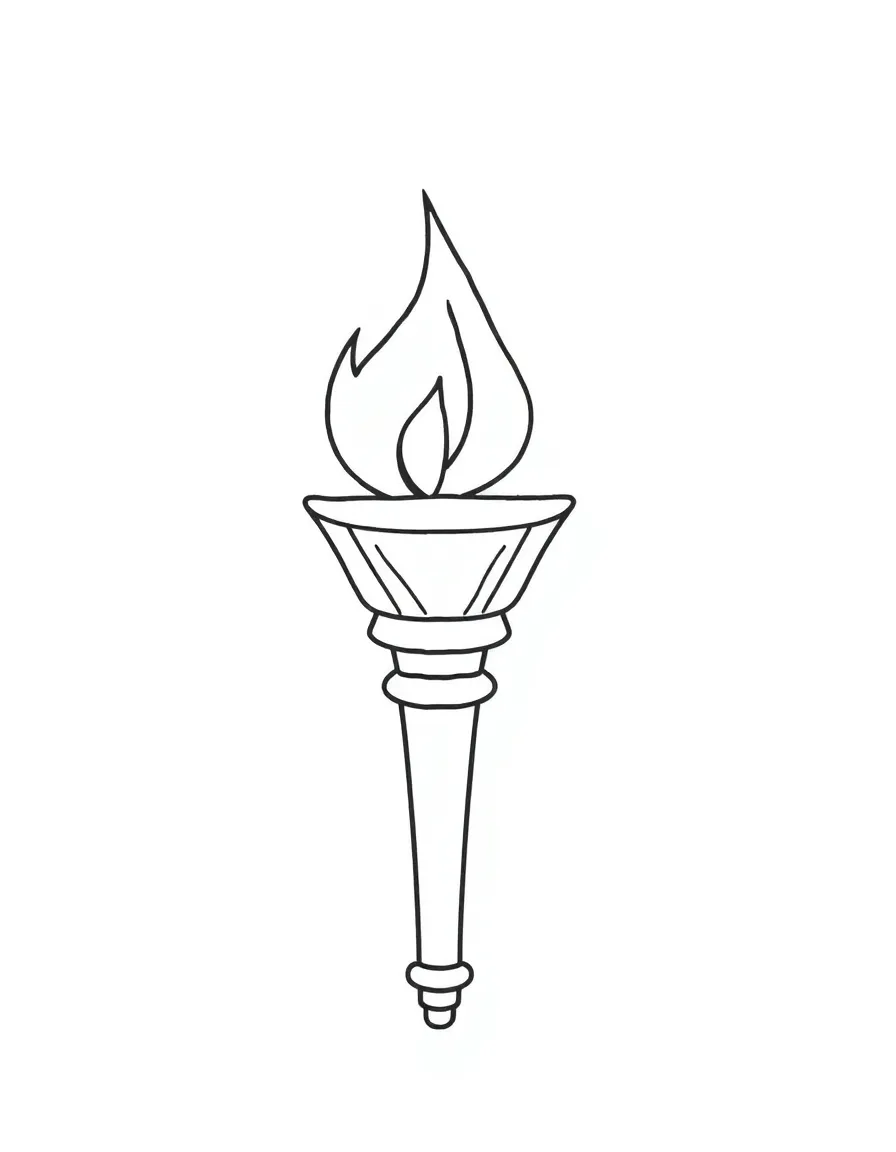 A simplified drawing of an Olympic torch with a small flame.