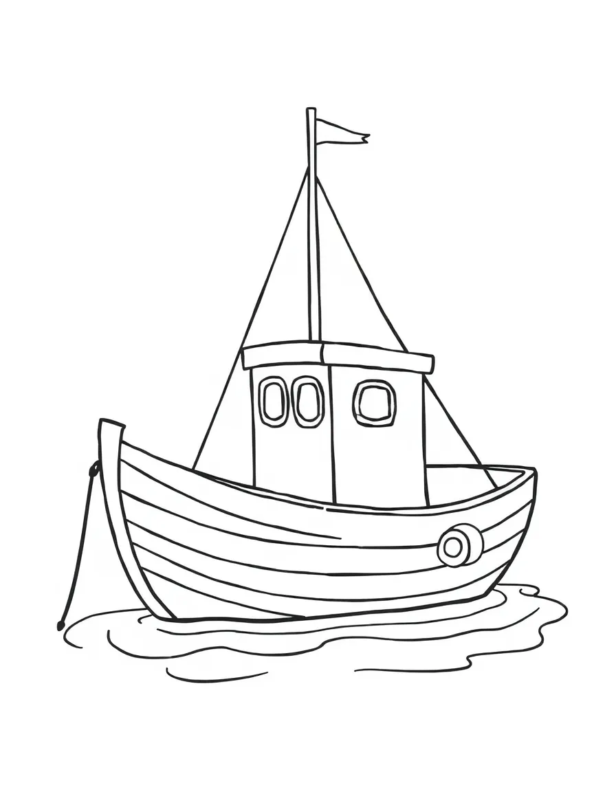 A cute drawing of a small Greek fishing boat.