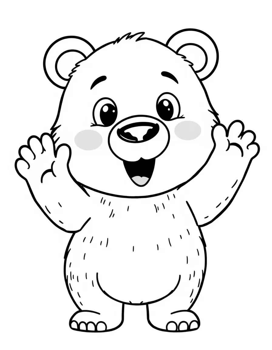 A cartoon-style drawing of a friendly Russian bear waving.