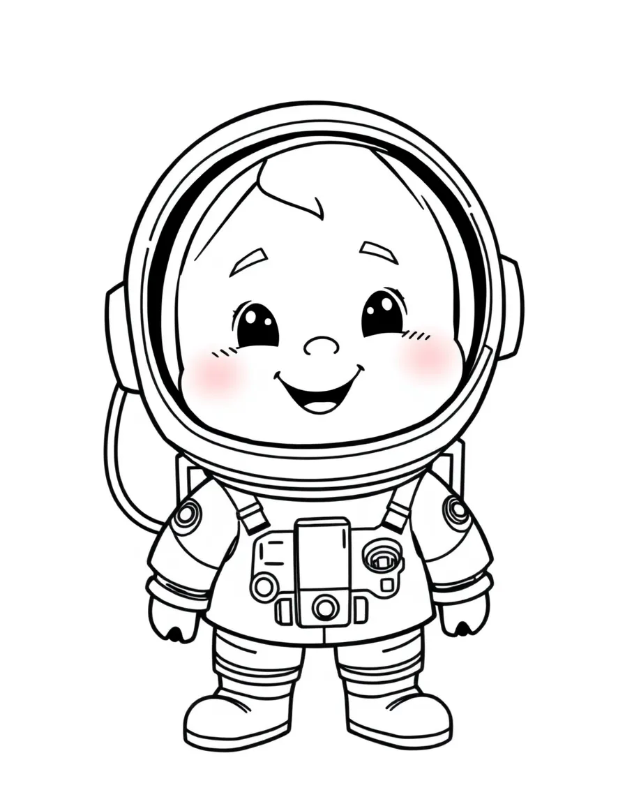 A cartoon-style drawing of a cheerful Russian cosmonaut.