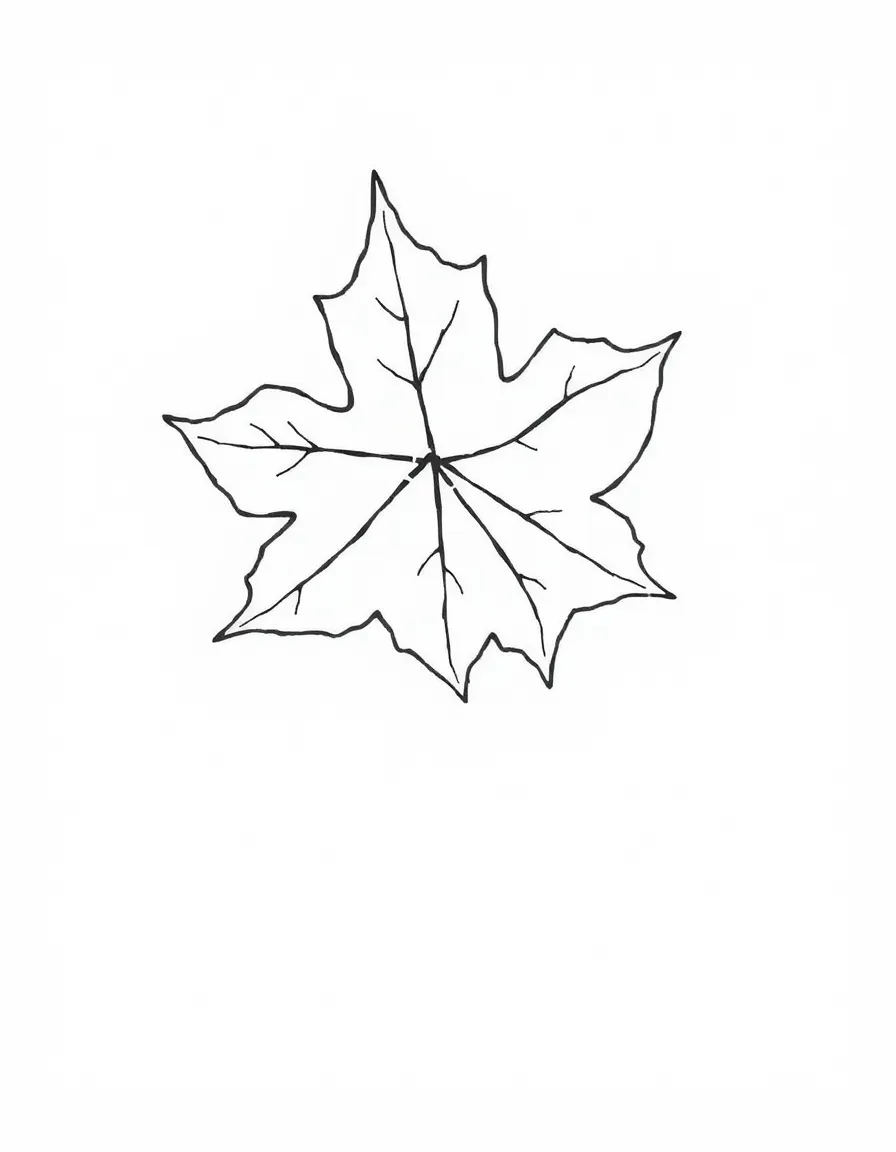 A simplified drawing of a maple leaf falling gently.