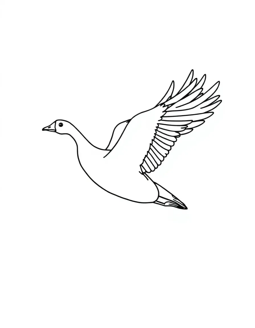 A simple outline of a Canadian goose flying.