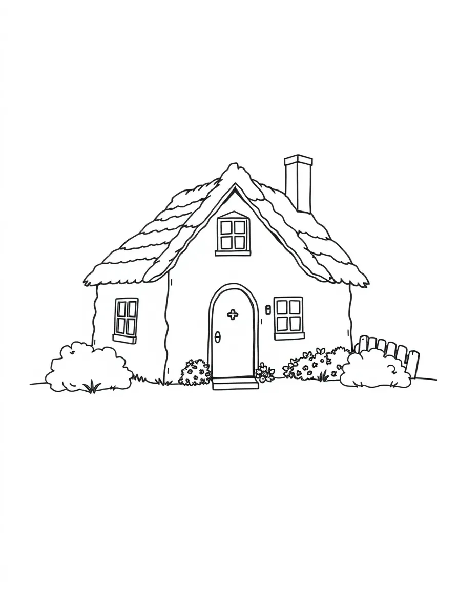 A simple outline of a cozy Irish cottage.