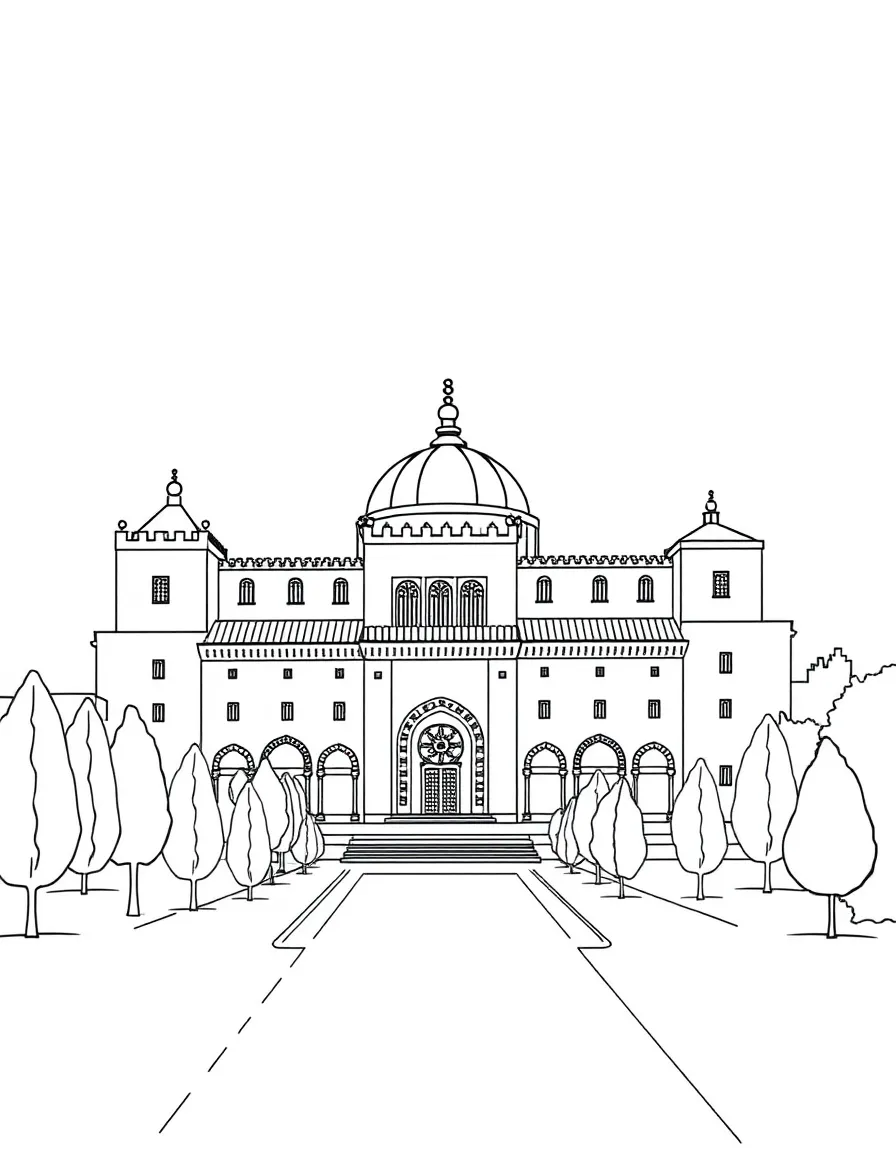 A simple outline of the Alhambra in Granada, Spain.