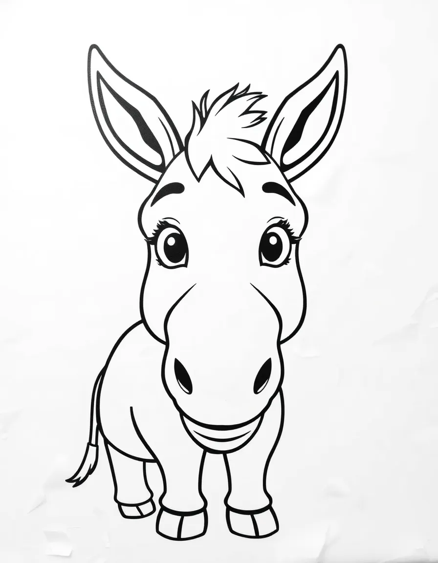 A cartoon-style drawing of a friendly Spanish donkey.