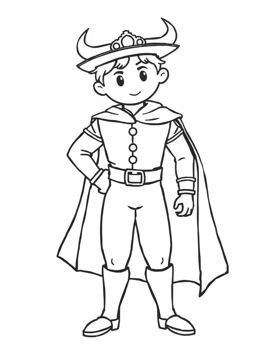 A drawing of a simplified Spanish bullfighter with a cape.
