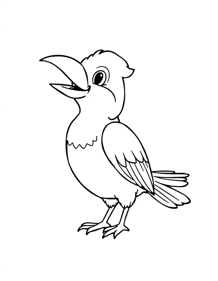 A cartoon-style drawing of a cheerful native bird.