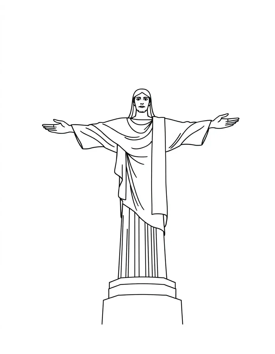 A simple outline of the Christ the Redeemer statue, Rio de Janeiro, Brazil.