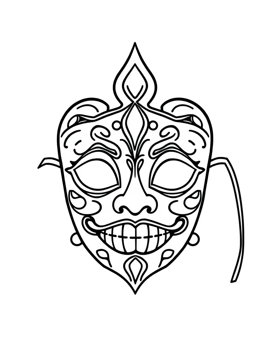A simplified drawing of a carnival mask.