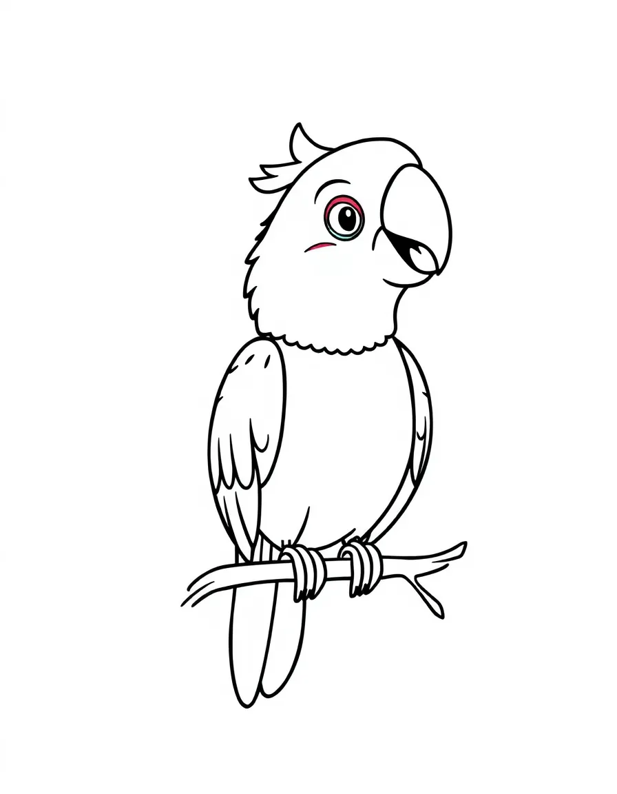 A cute drawing of a friendly parrot.