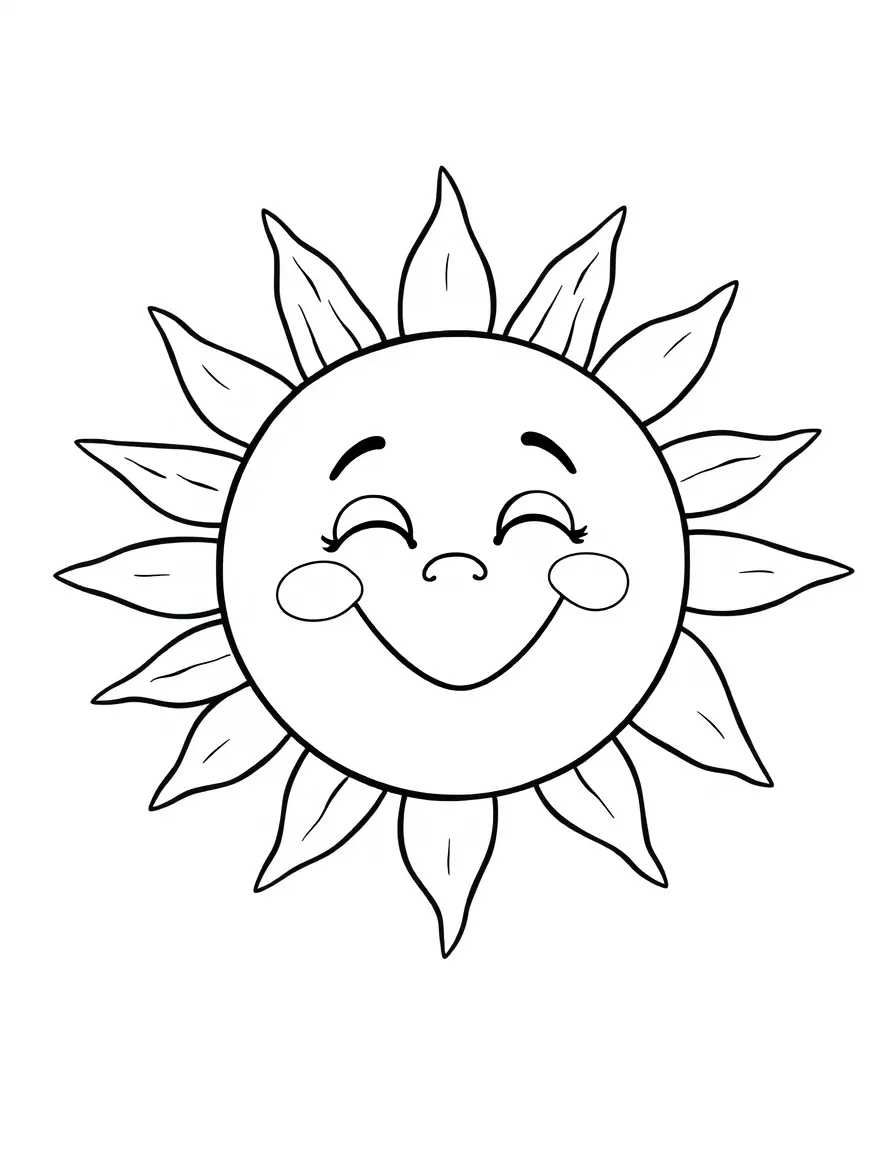 A cartoon-style drawing of a smiling sun.