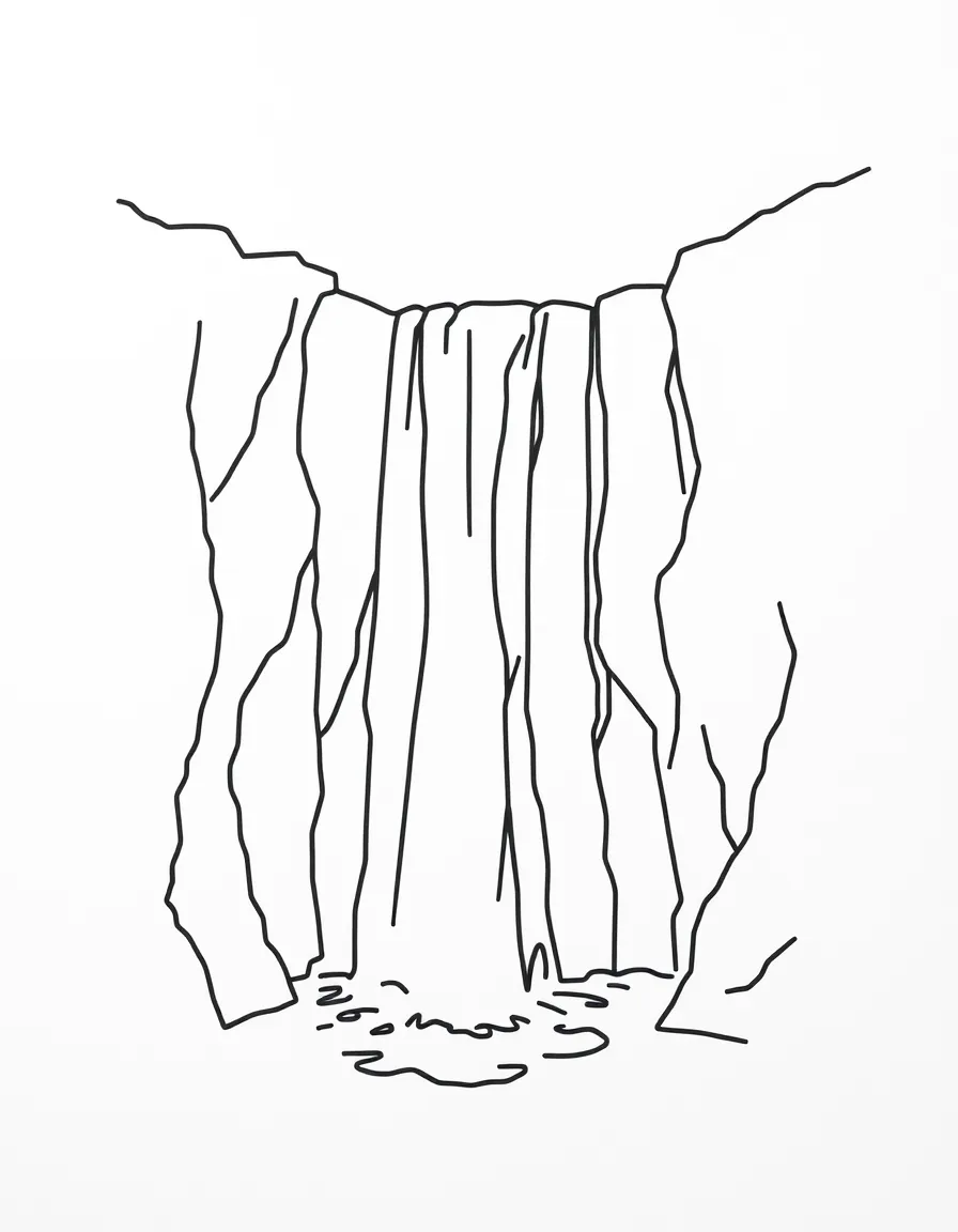 A simple outline of a waterfall.