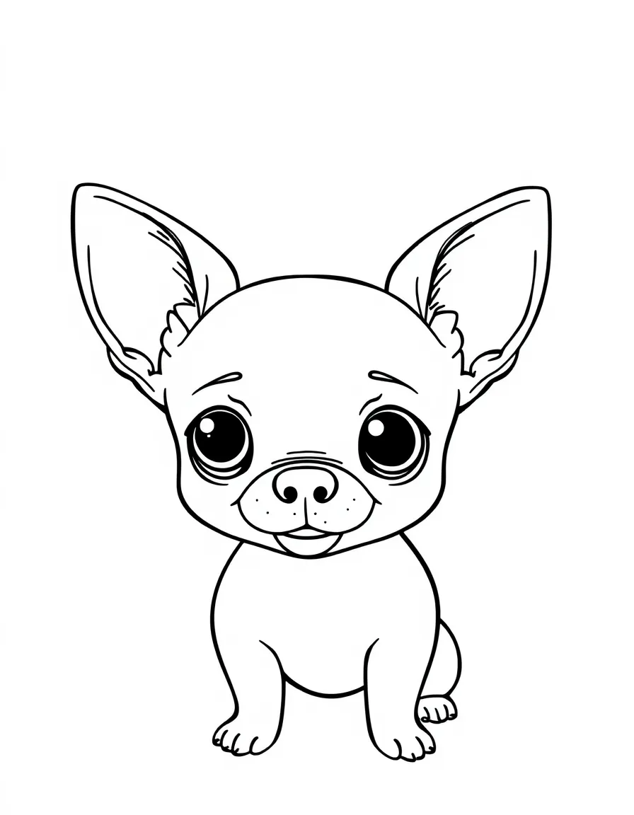 A cartoon-style drawing of a friendly chihuahua.