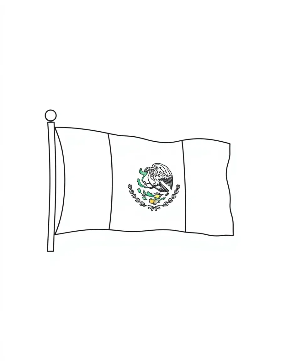 A simple outline of a Mexican flag.