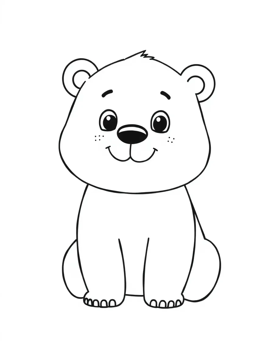 A cartoon-style drawing of a friendly polar bear.