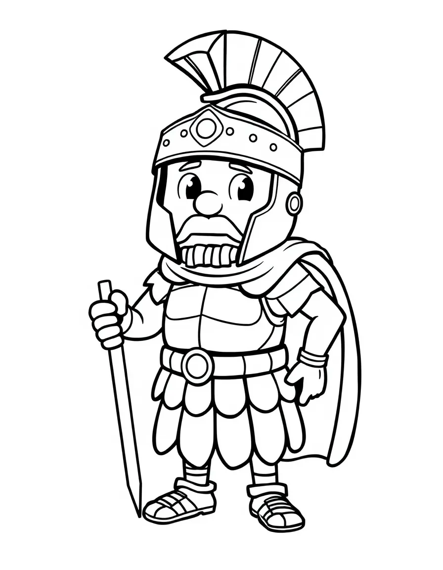 A cartoon-style drawing of a friendly Roman centurion.