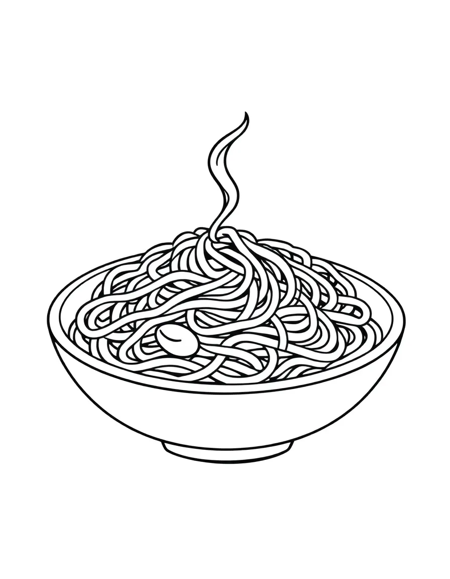 A cute drawing of a delicious spaghetti bowl.