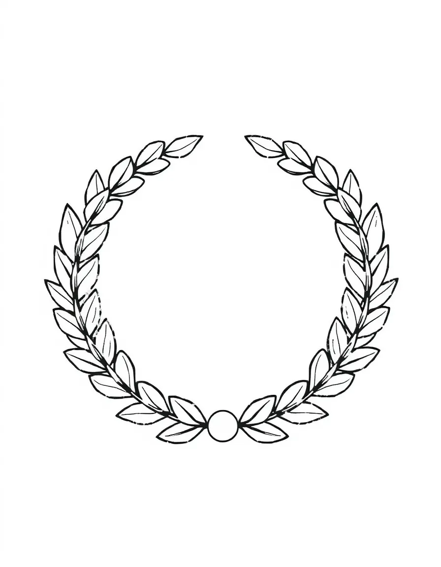 A drawing of a simplified laurel wreath.