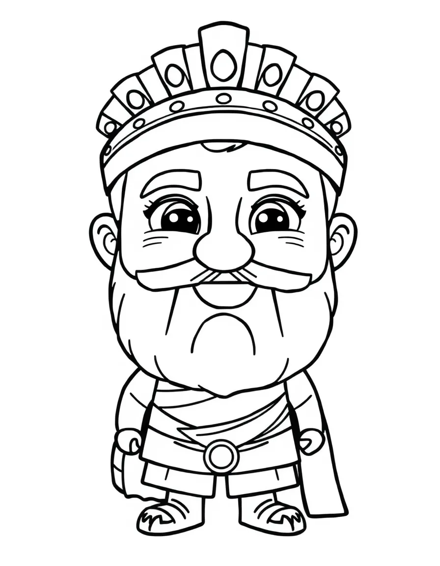 A cartoon-style drawing of a cheerful Roman emperor.