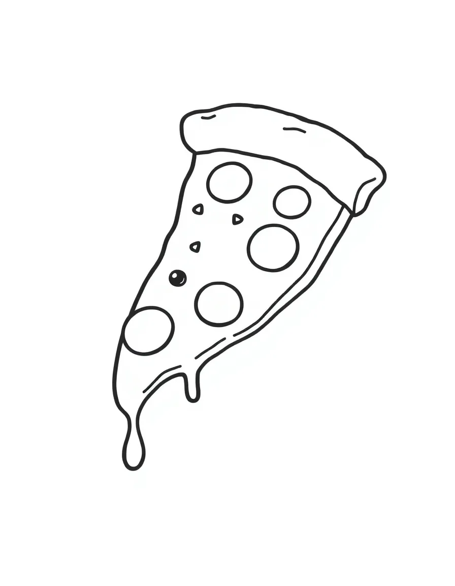 A cute drawing of a slice of New York style pizza.