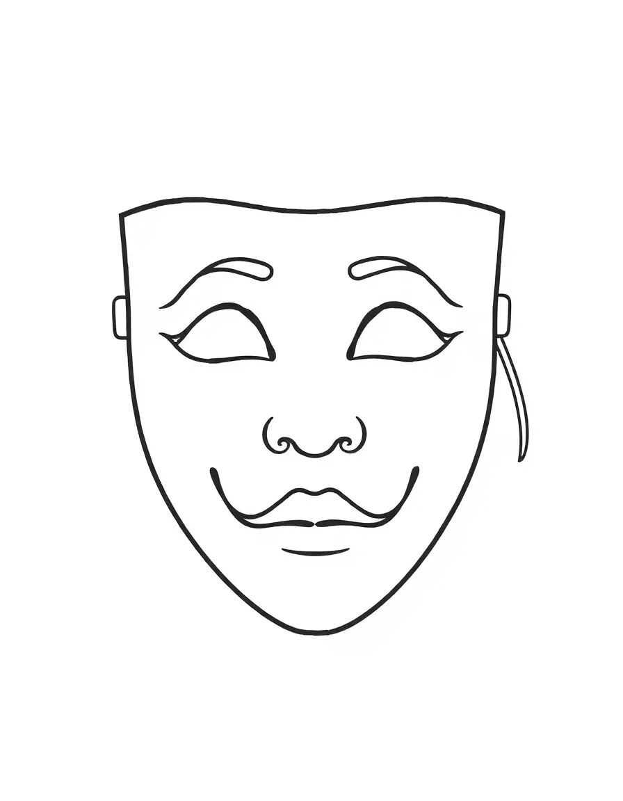 A drawing of a simplified Broadway theater mask.