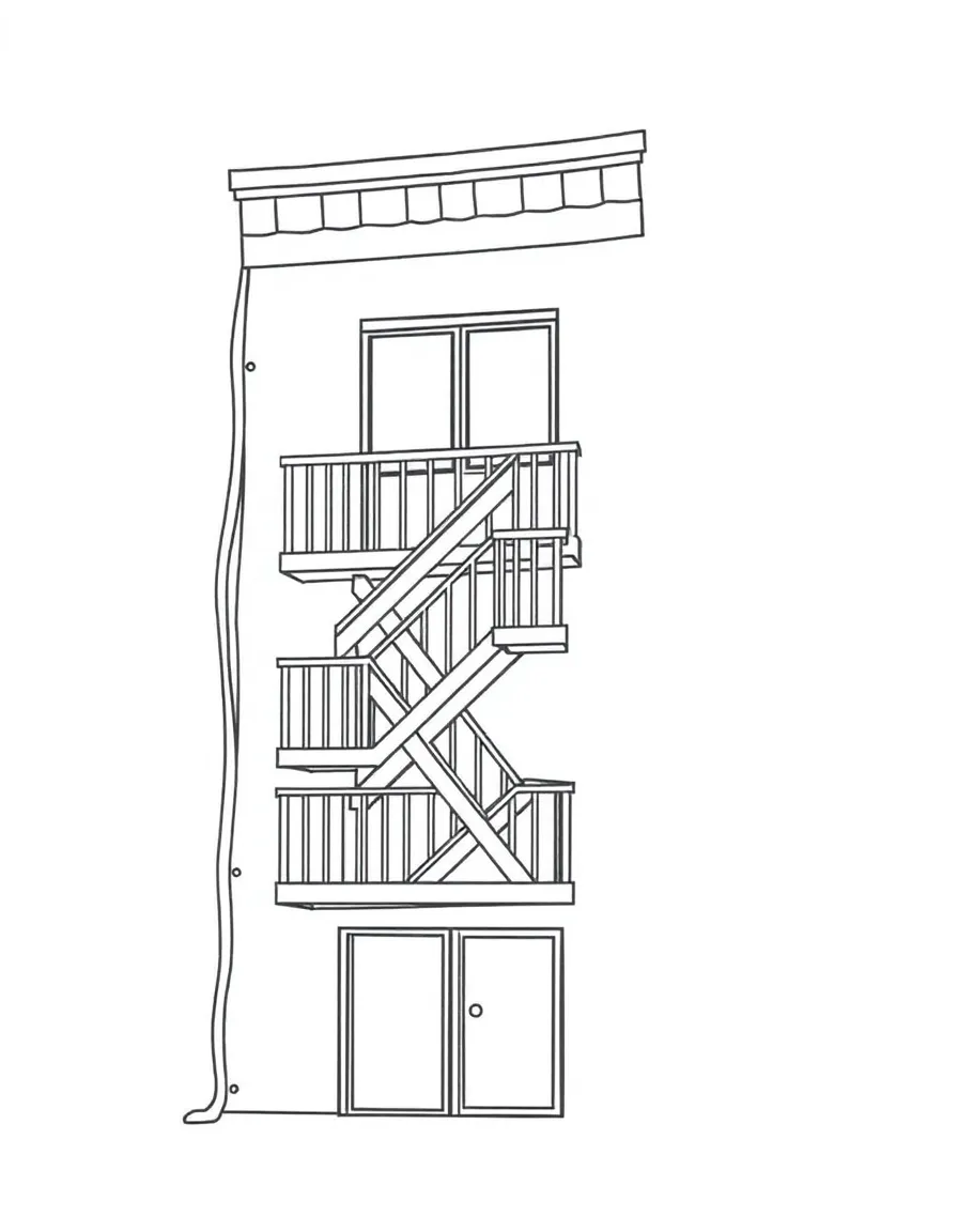 A simple outline of a fire escape.