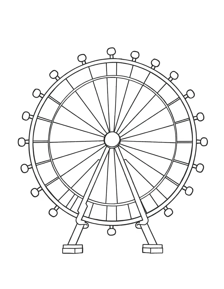 A drawing of a simplified London Eye Ferris wheel.