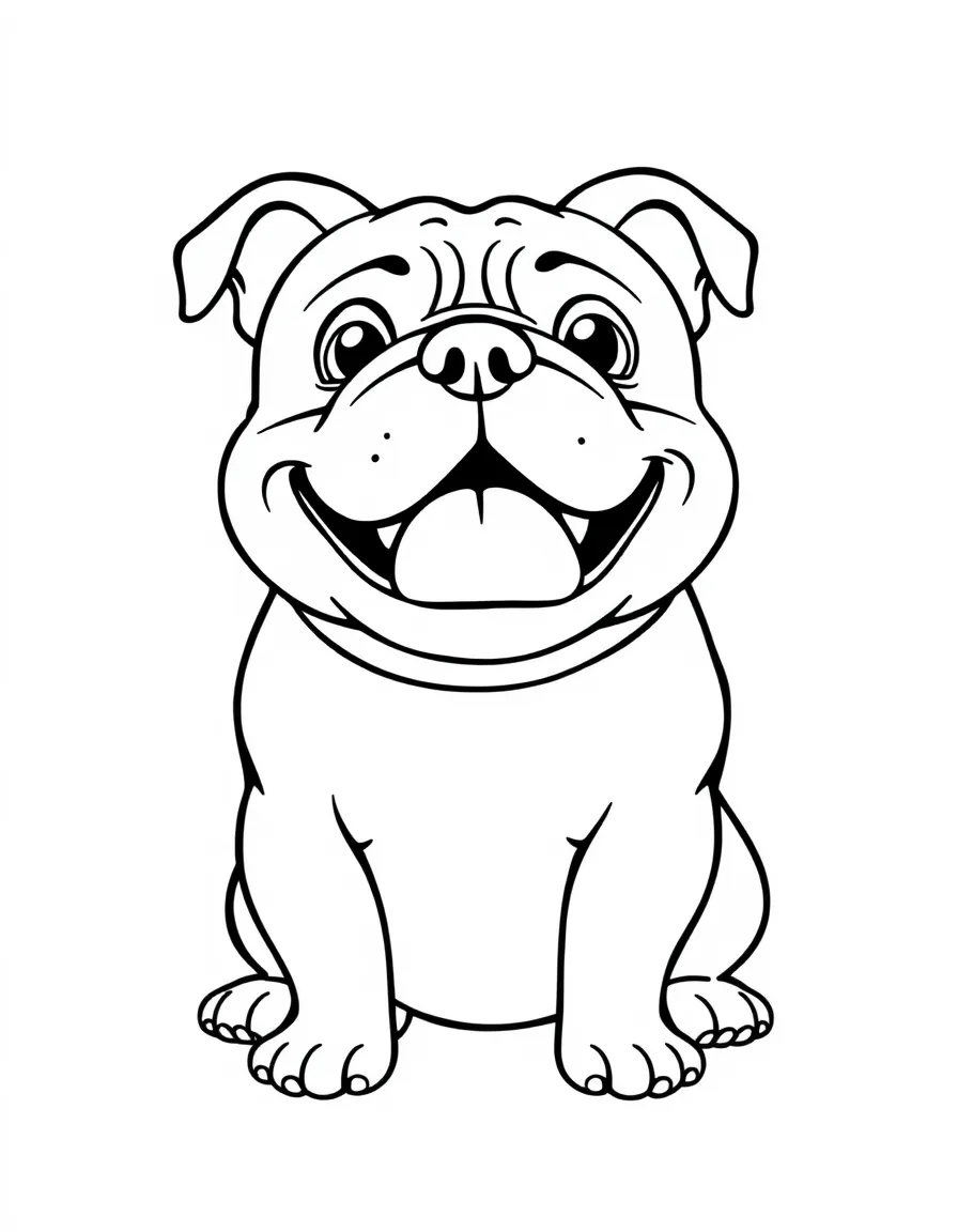 A cartoon-style drawing of a cheerful British bulldog.