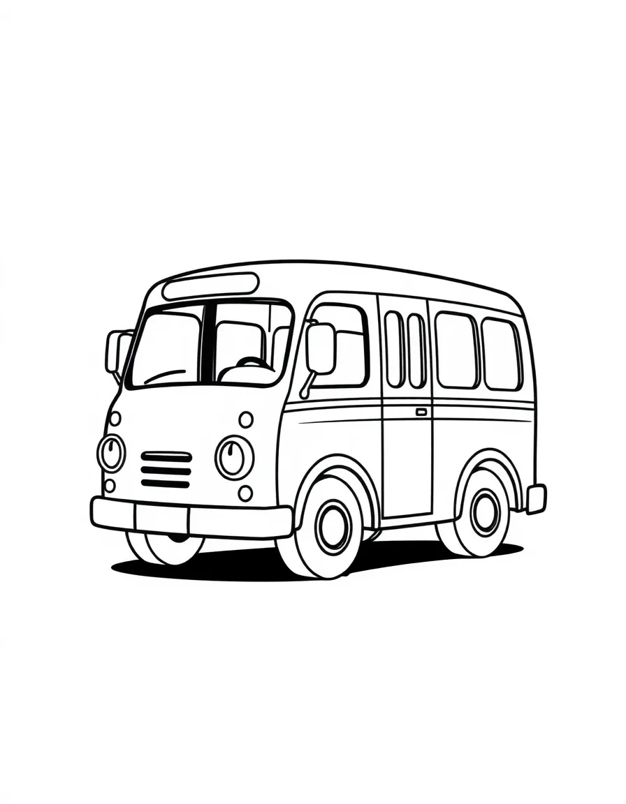 A cute drawing of a small red bus.