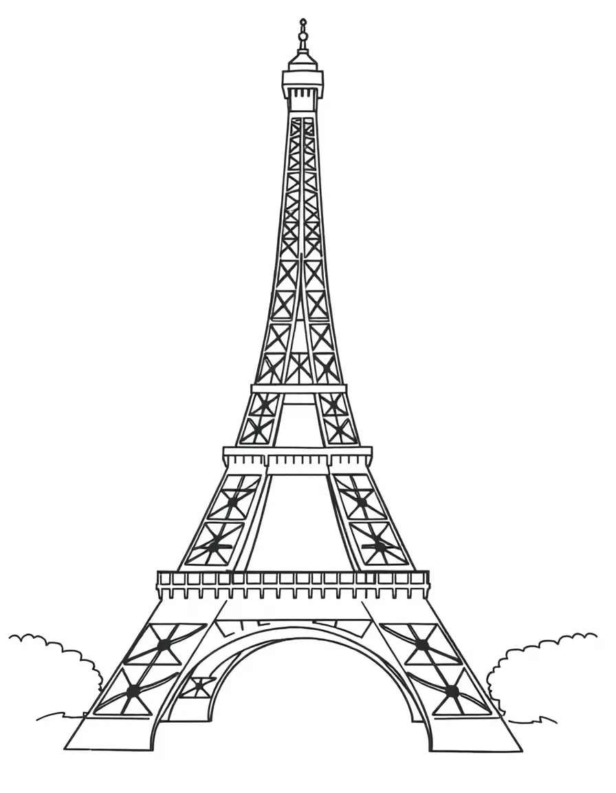 A simple outline of the Eiffel Tower, Paris, France.