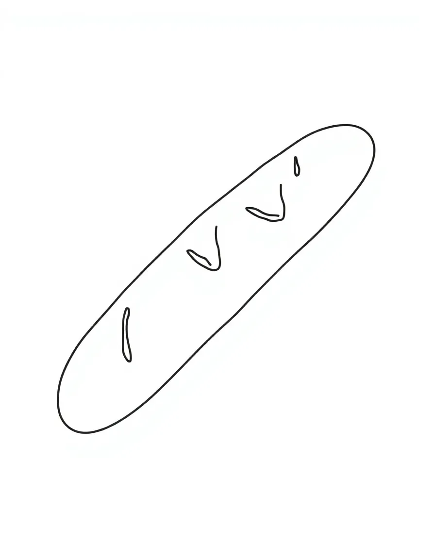 A simple outline of a French baguette.