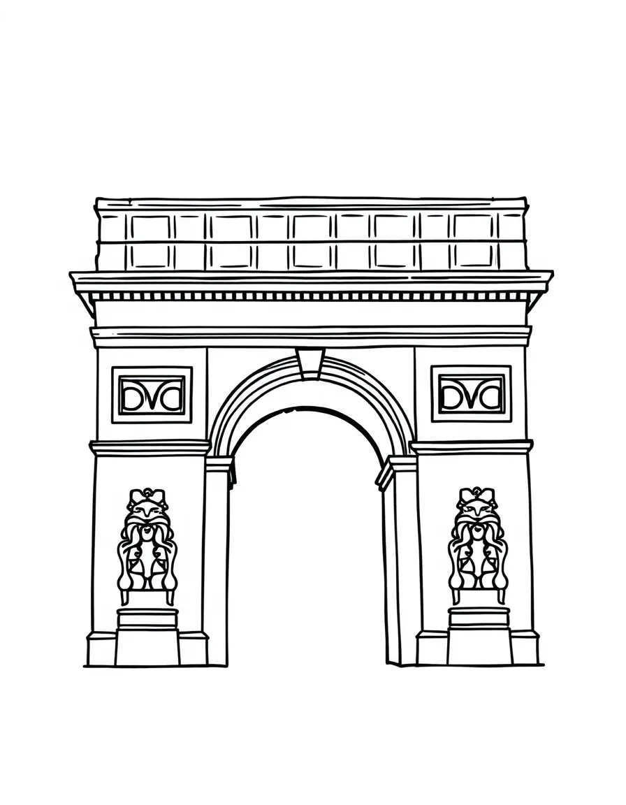 A drawing of a simplified Arc de Triomphe.