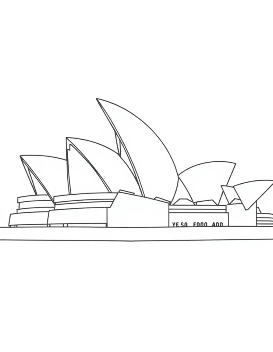 A simple outline of the Sydney Opera House, Sydney, Australia.