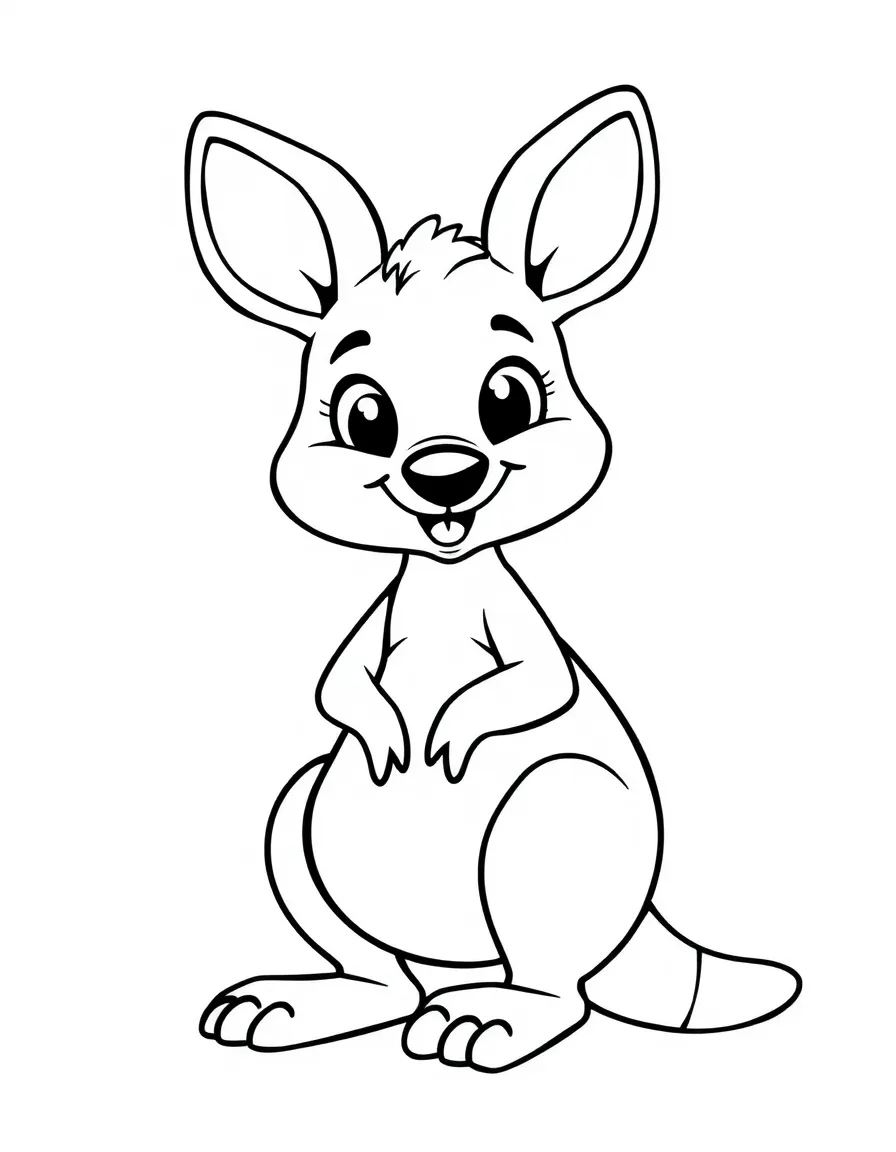 A cartoon-style drawing of a friendly kangaroo.