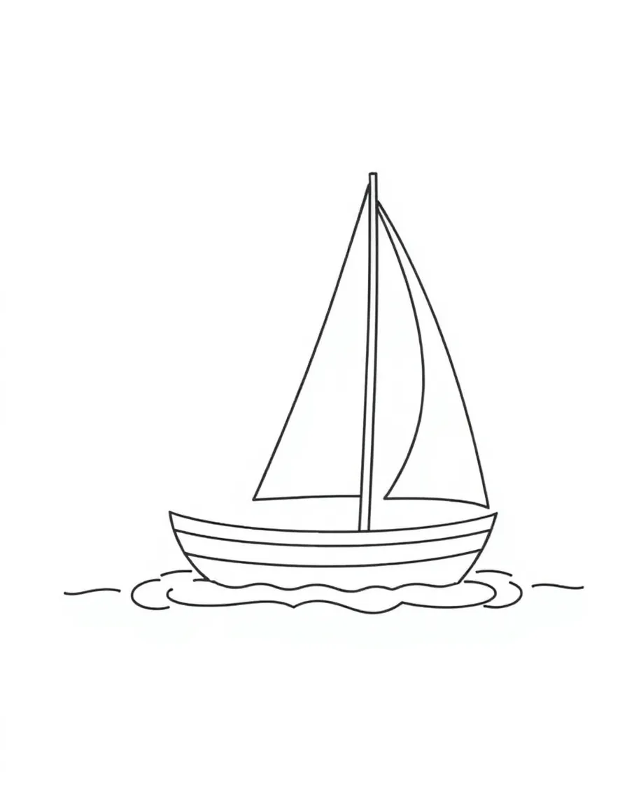 A simplified drawing of a sailboat.