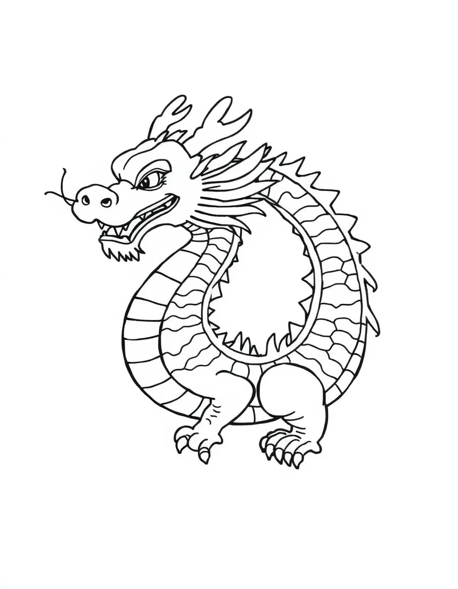 A simplified drawing of a Chinese dragon.