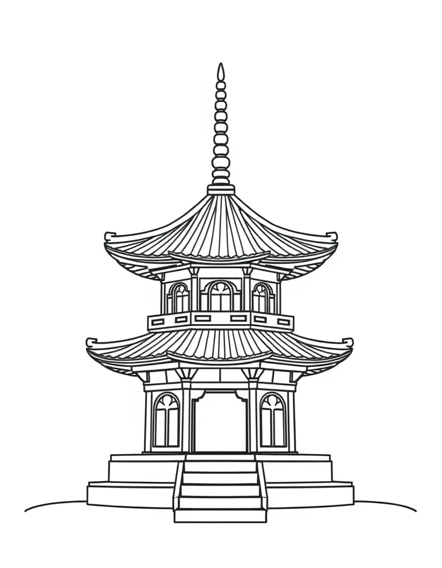 A simple outline of a pagoda.
