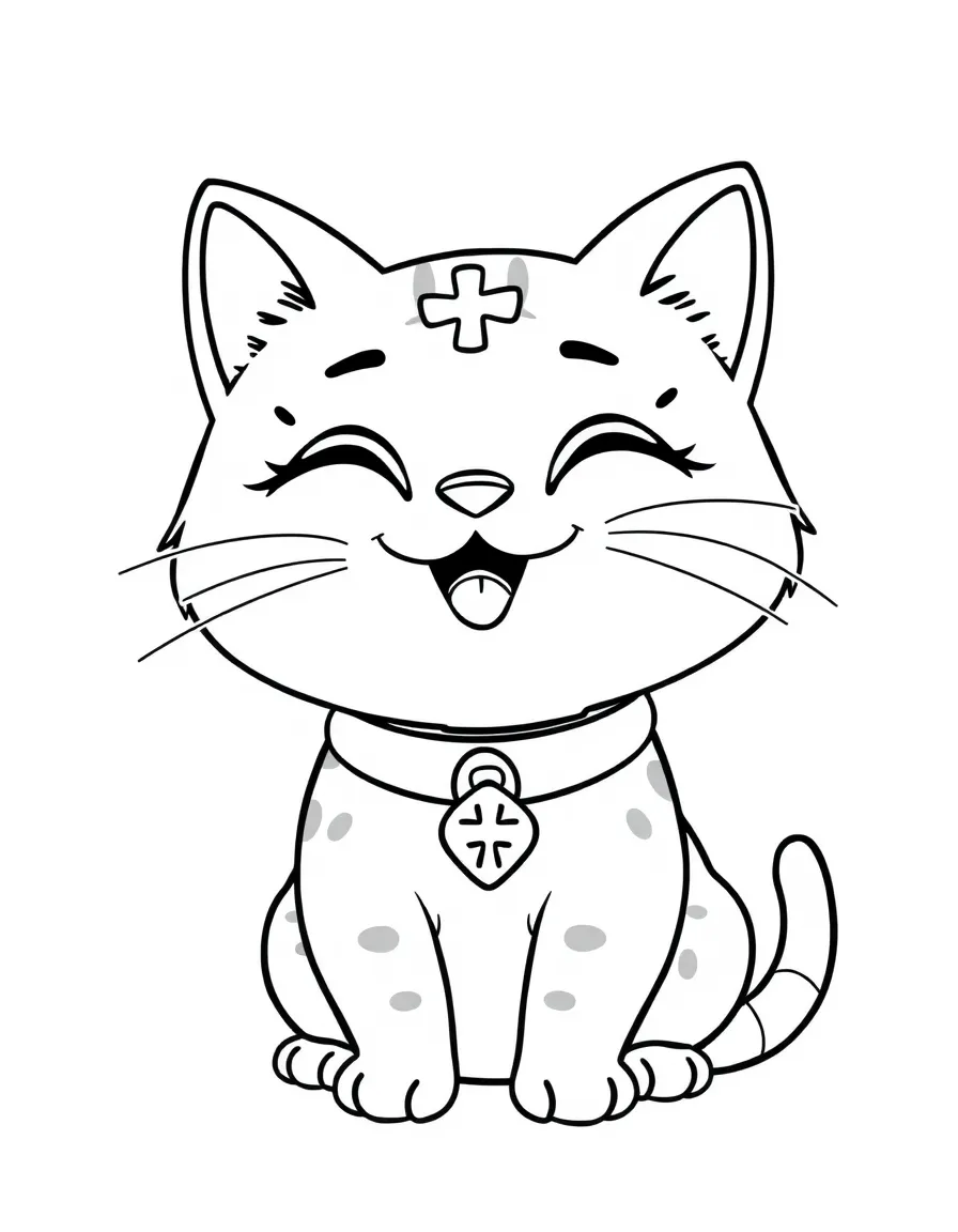 A cartoon-style drawing of a cheerful lucky cat.