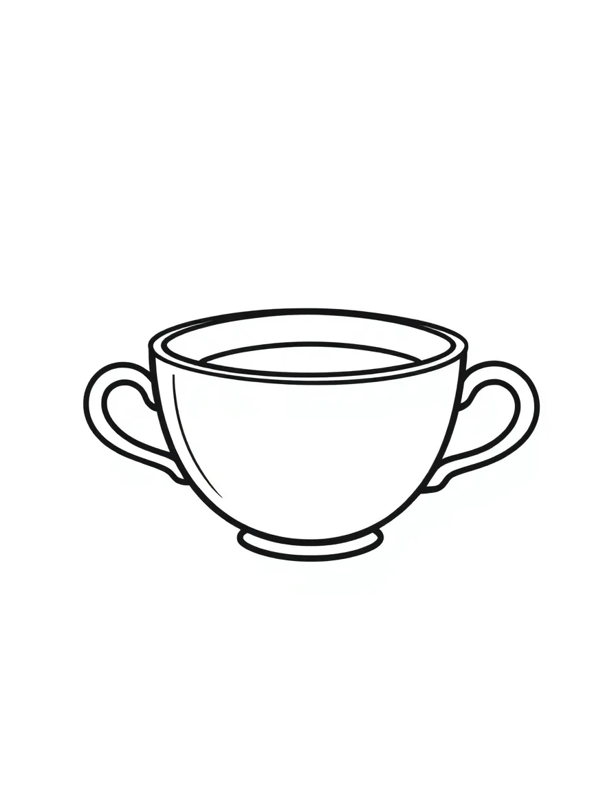 A cute drawing of a small teacup.