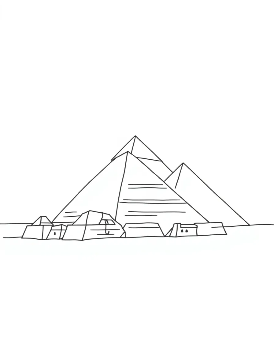 A simple outline of the Pyramids of Giza, Egypt.