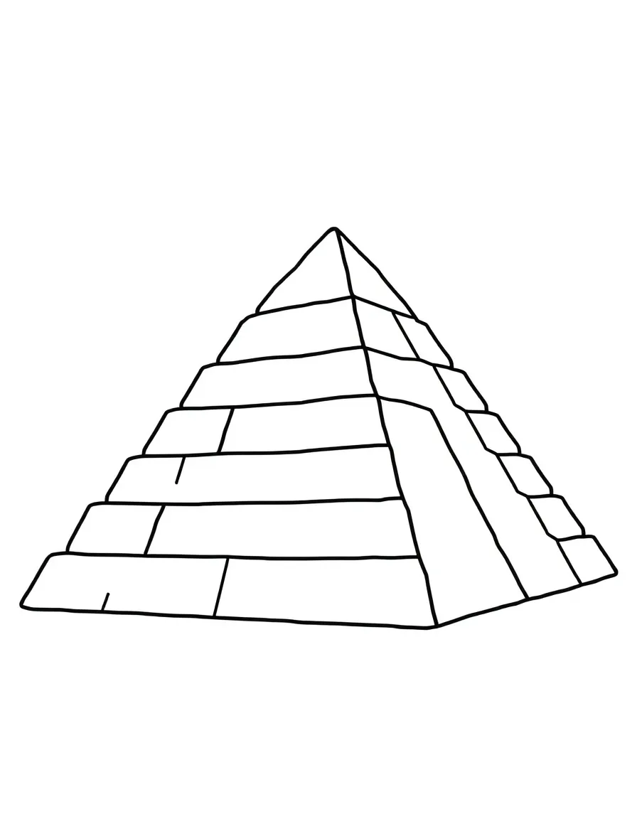 A simple outline of a pyramid.