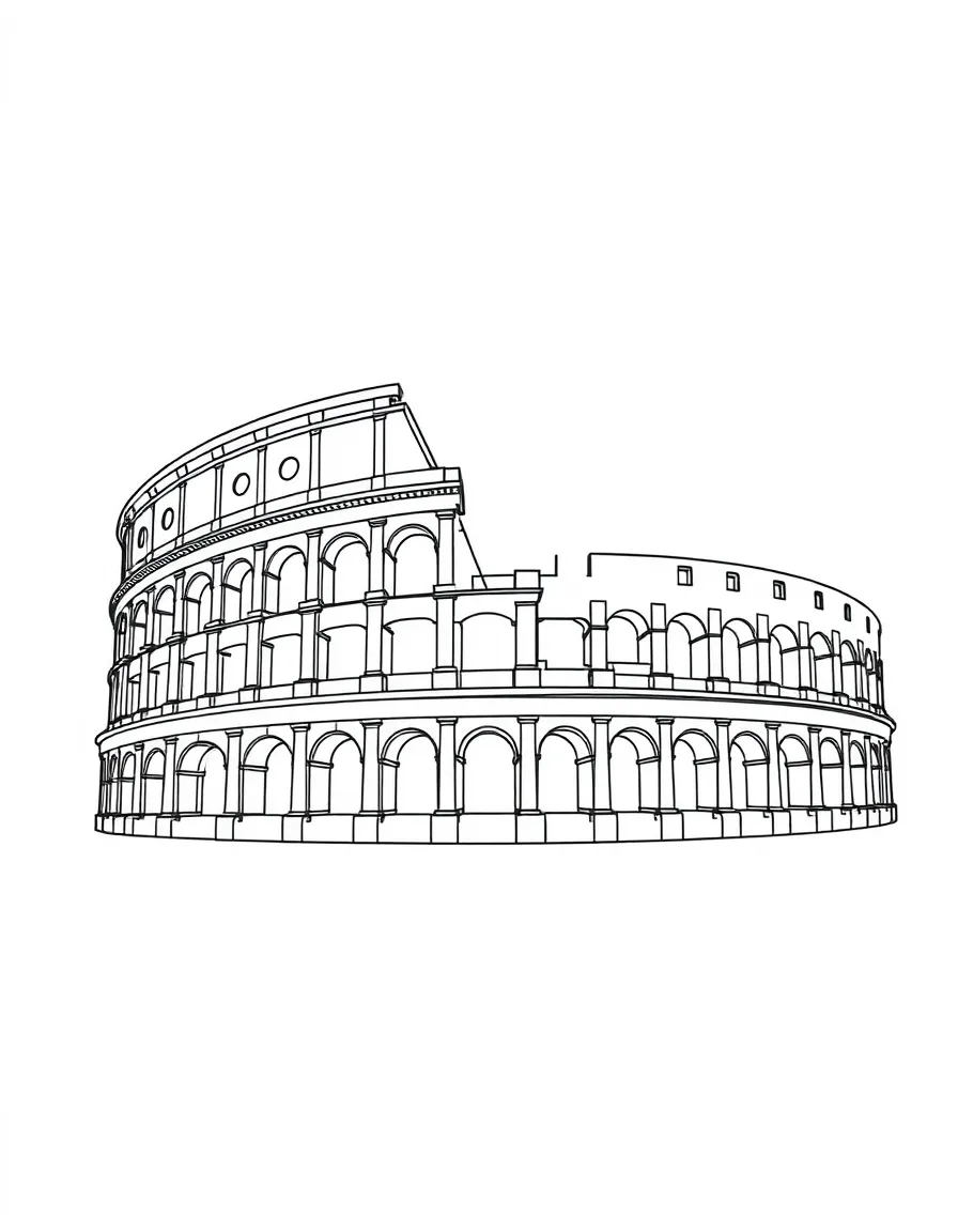 A simple outline of the Colosseum, Rome, Italy.