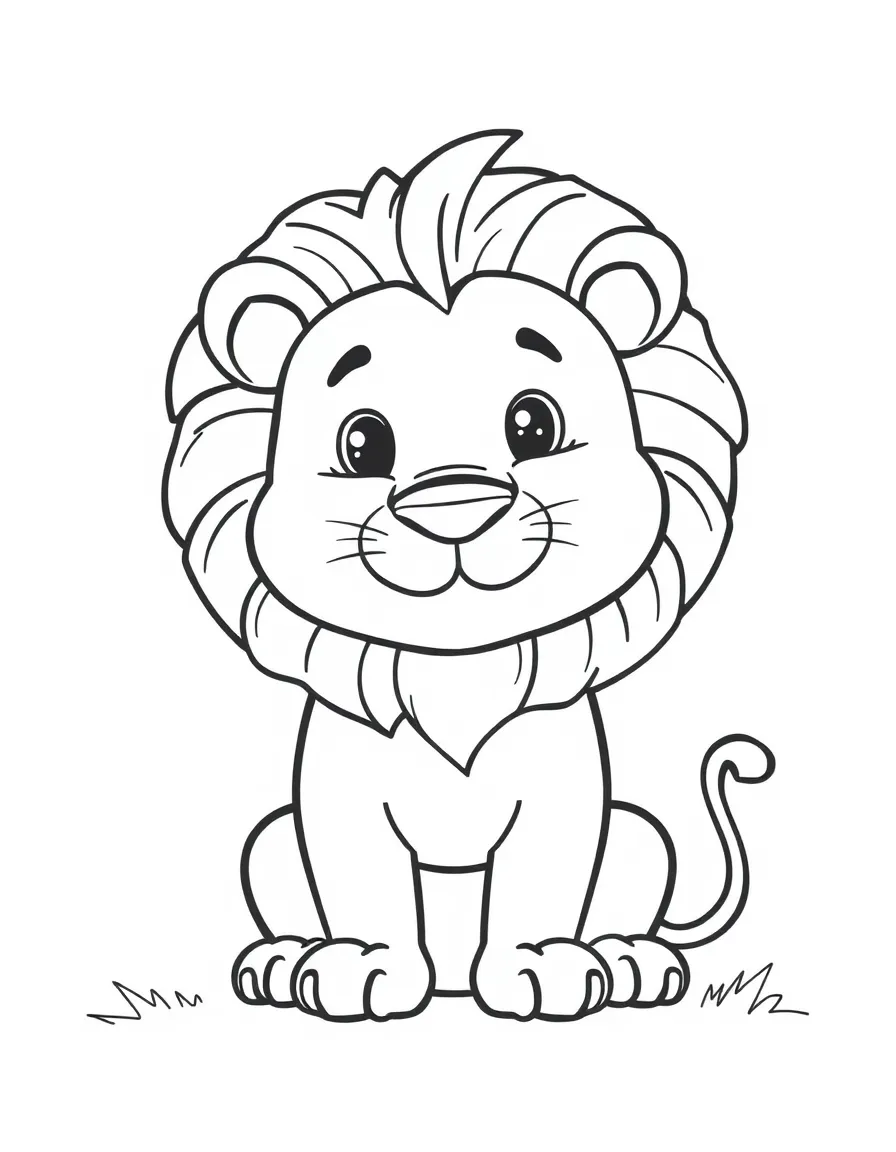 A cartoon-style drawing of a friendly lion.