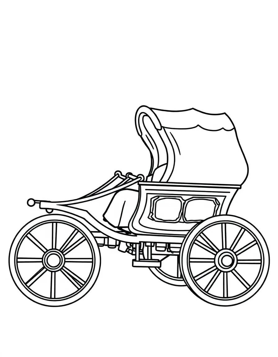 A simplified drawing of a Roman chariot.