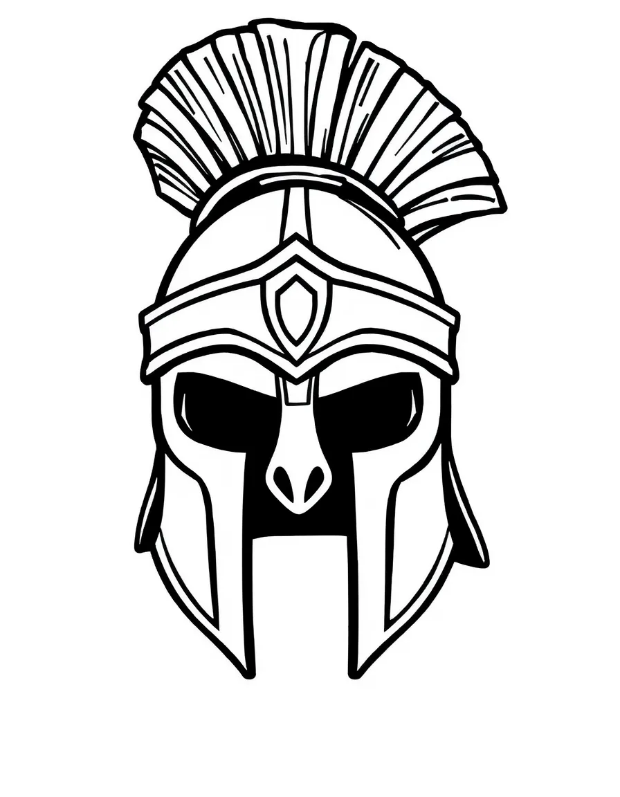 A simple outline of a gladiator helmet.