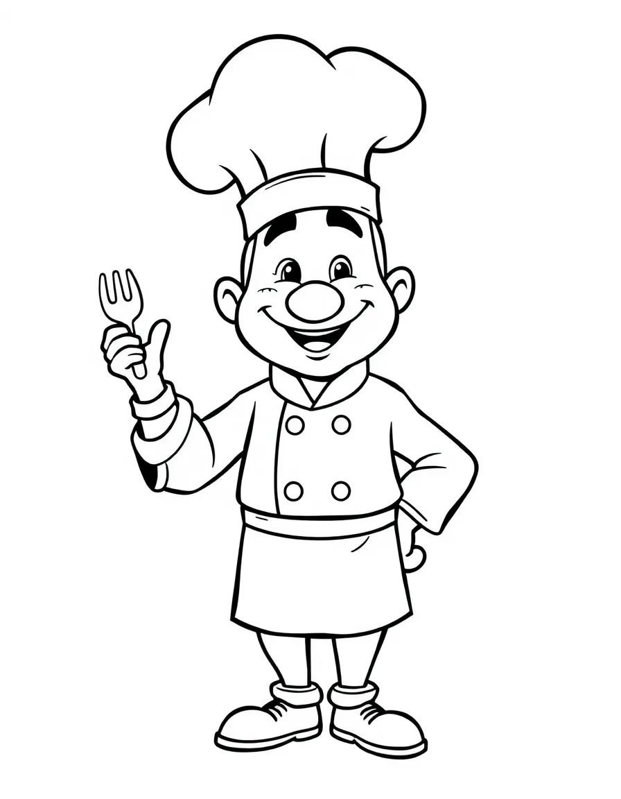 A cartoon-style drawing of a cheerful Italian chef.